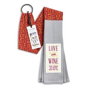 NWT Demdaco Kitchen Boa Wearable Cooking Tea Towel Hot Pad Grey Love and Wine
